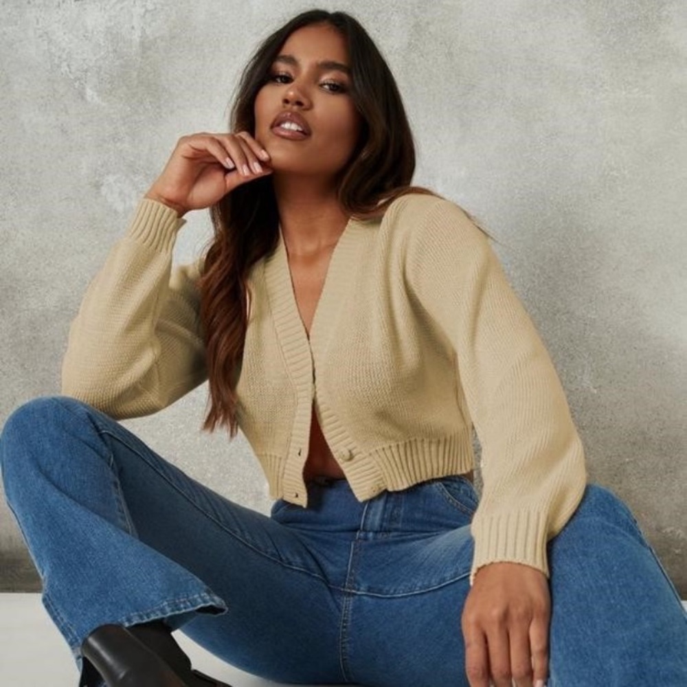 Petite Missguided Tan Crop Top Sweater
